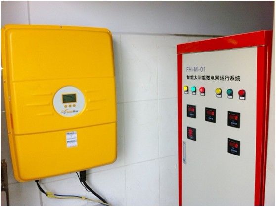 鳳之陽(yáng)自主研發(fā)的FH-M-01微電網(wǎng)智能運(yùn)行系統(tǒng)，SOLARMAX-MT系列逆變器